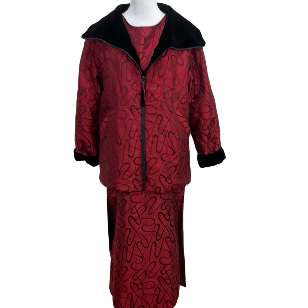 Simone Chin Chin Reversible Jacket And Silk Dress Size 12